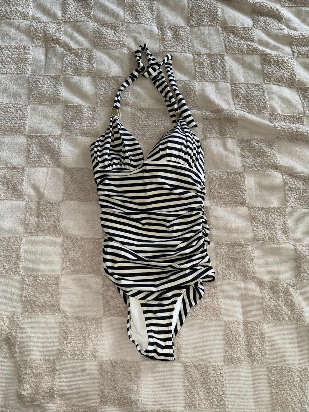 Victoria Secret The Forever One Piece Striped Black & White XS